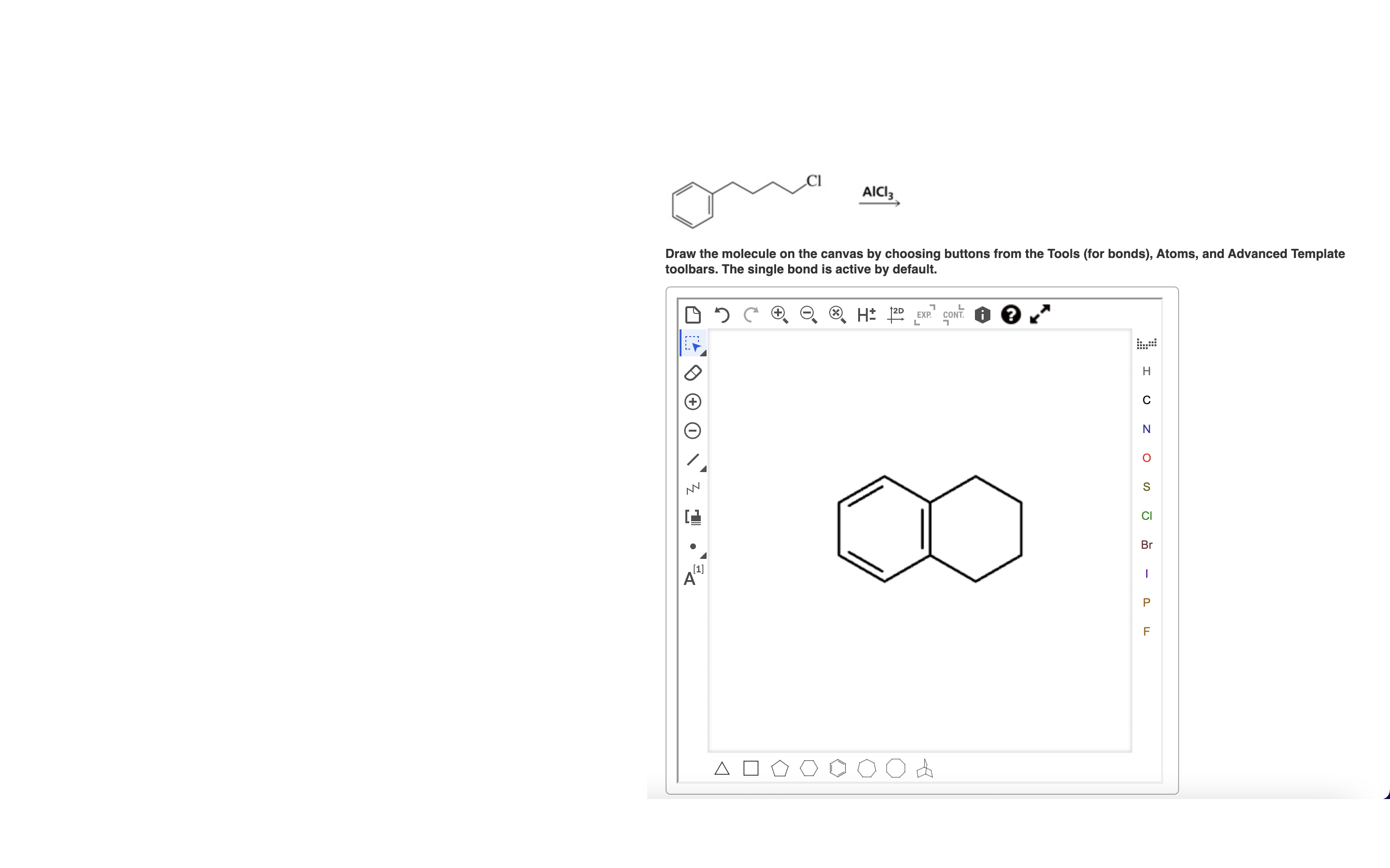 Solved Draw the molecule on the canvas by choosing buttons | Chegg.com