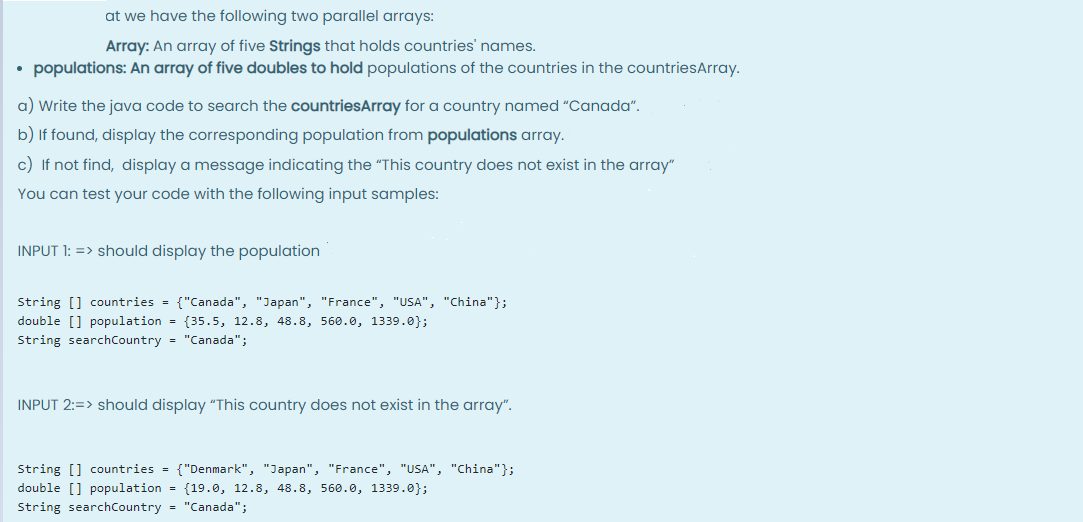 Solved at we have the following two parallel arrays: Array: | Chegg.com