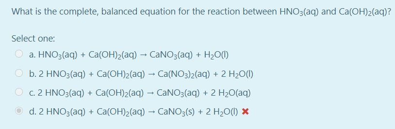 Solved What Is The Complete, Balanced Equation For The | Chegg.com