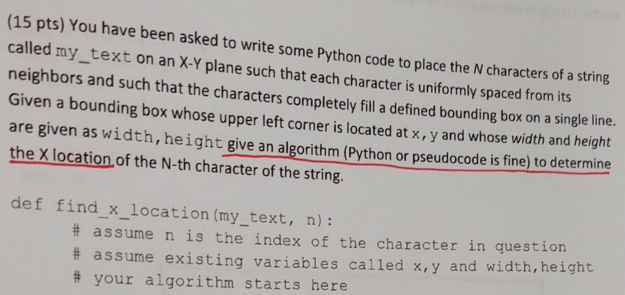 Solved (15 pts) You have been asked to write some Python | Chegg.com