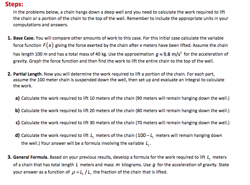 Hanging Chain Math Problem Solved Steps: In the problems below, a chain hangs down a | Chegg.com