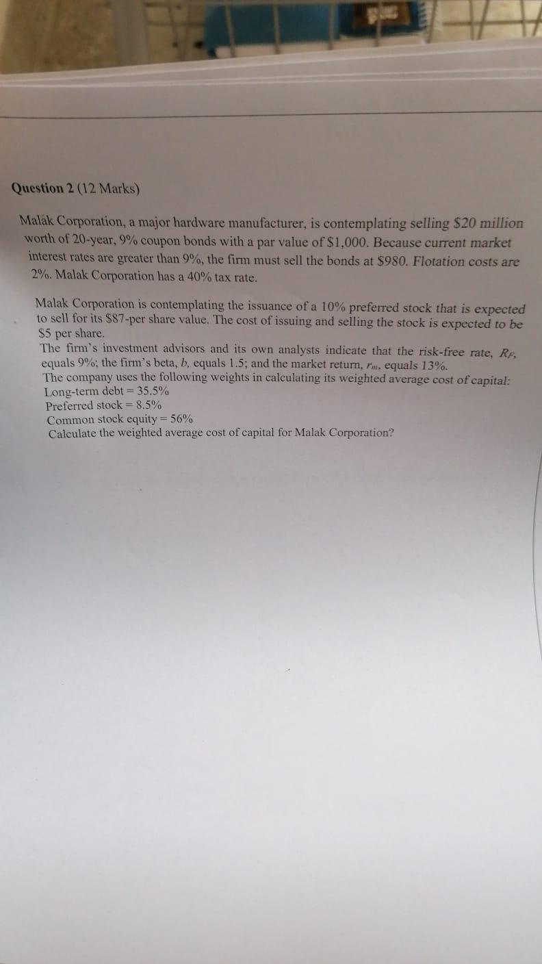 Solved Malak Corporation, a major hardware manufacturer, is