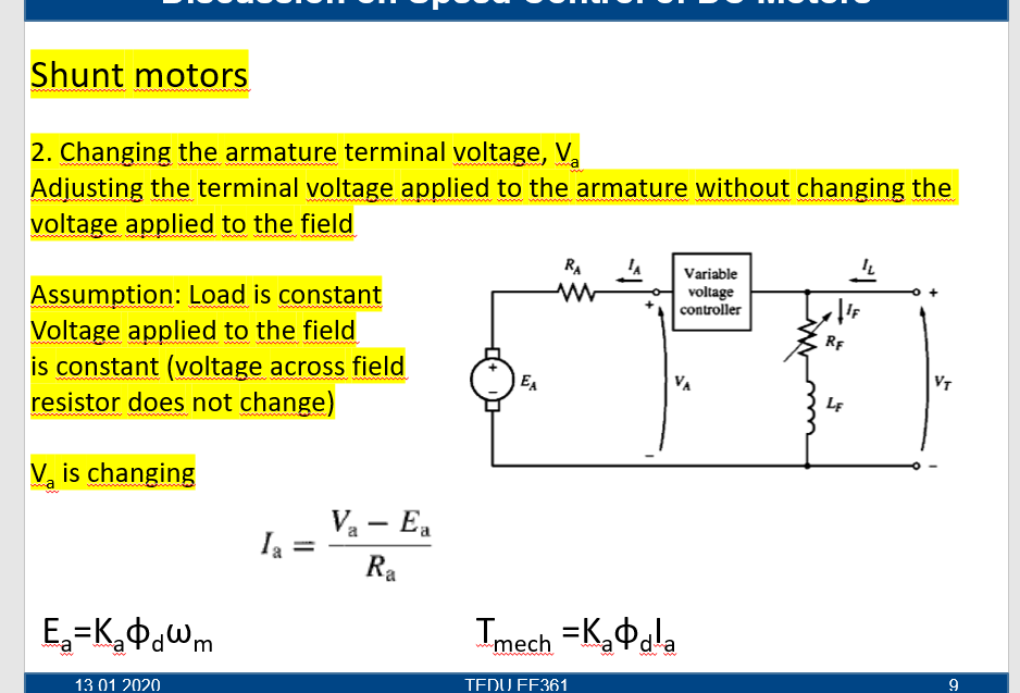 Solved Shunt motors 2. Changing the armature terminal | Chegg.com