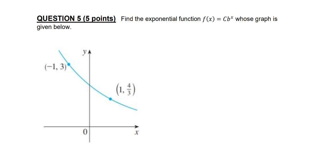 Solved QUESTION 5 (5 points) Find the exponential function | Chegg.com
