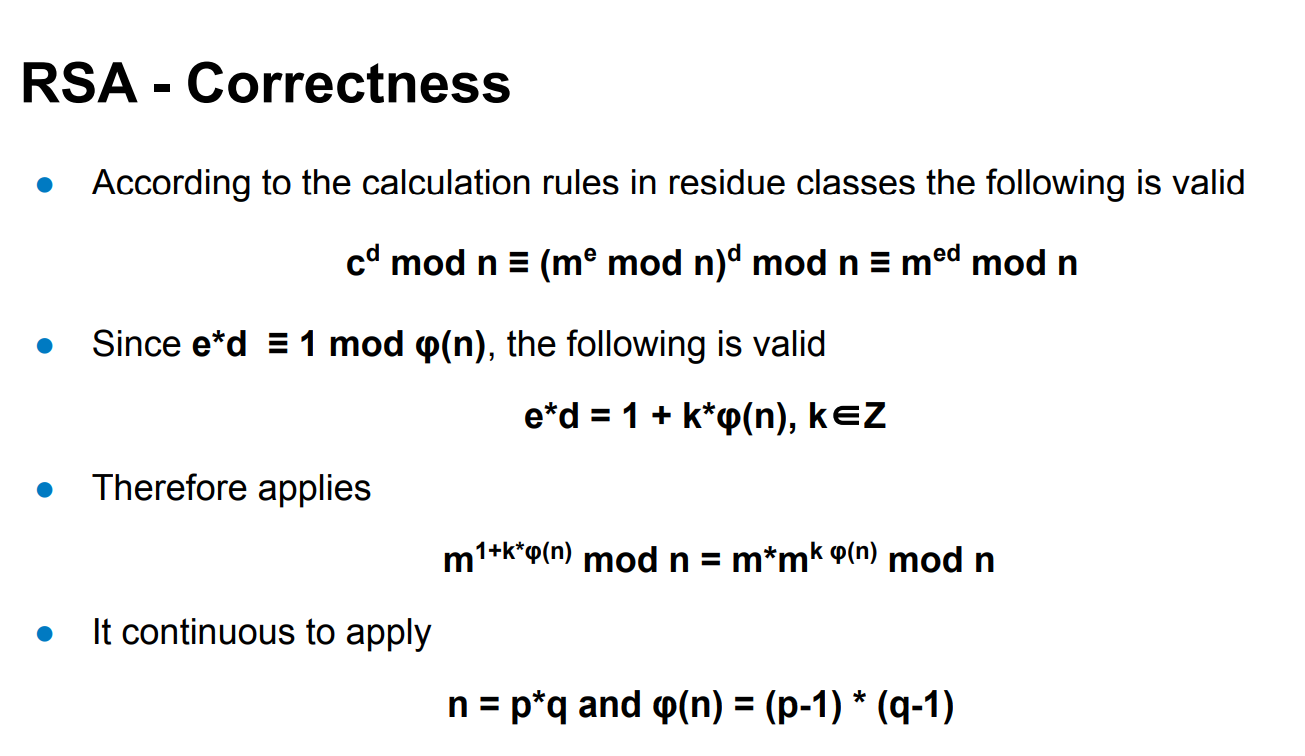 RSA Correctness According to the calculation rules