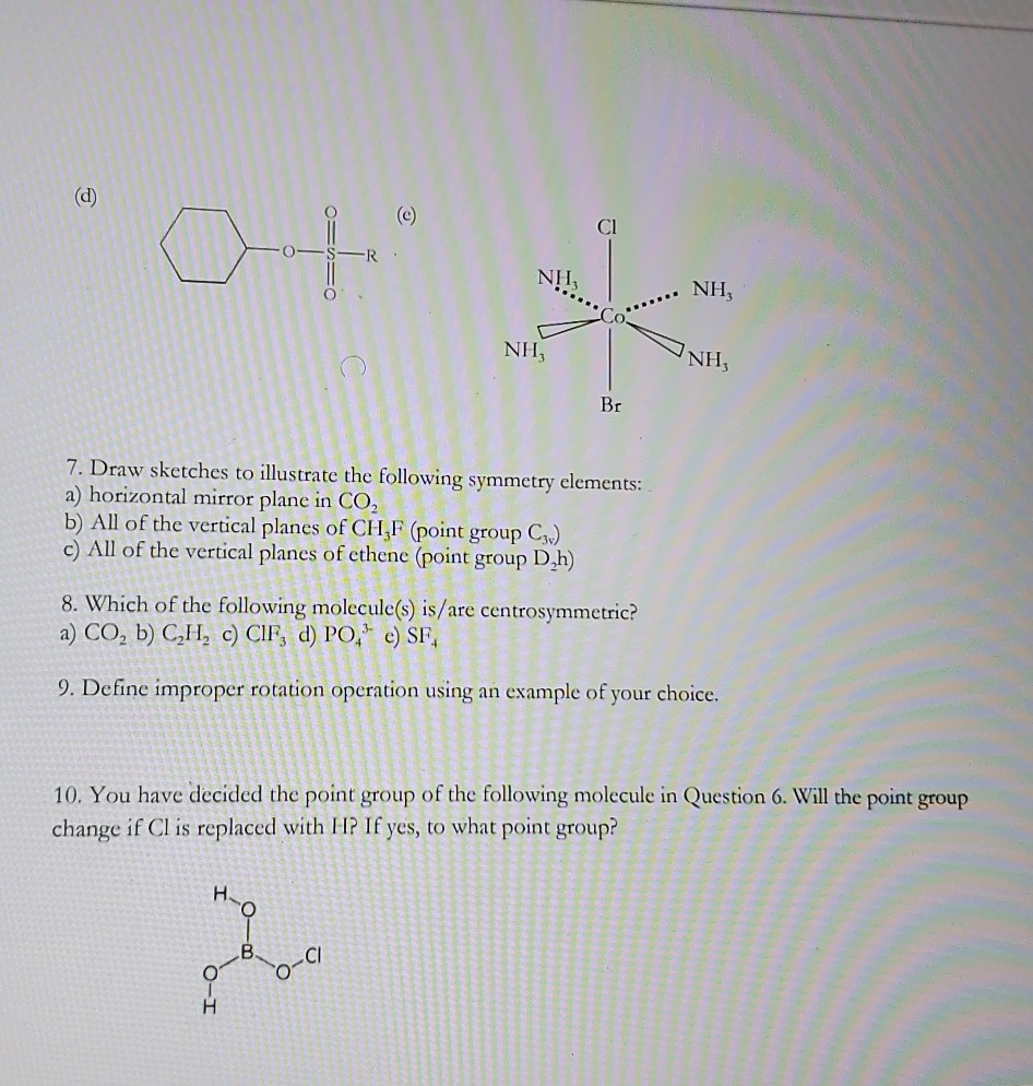 Solved 1 Determine The Molecular Geometry Of Following M Chegg Com