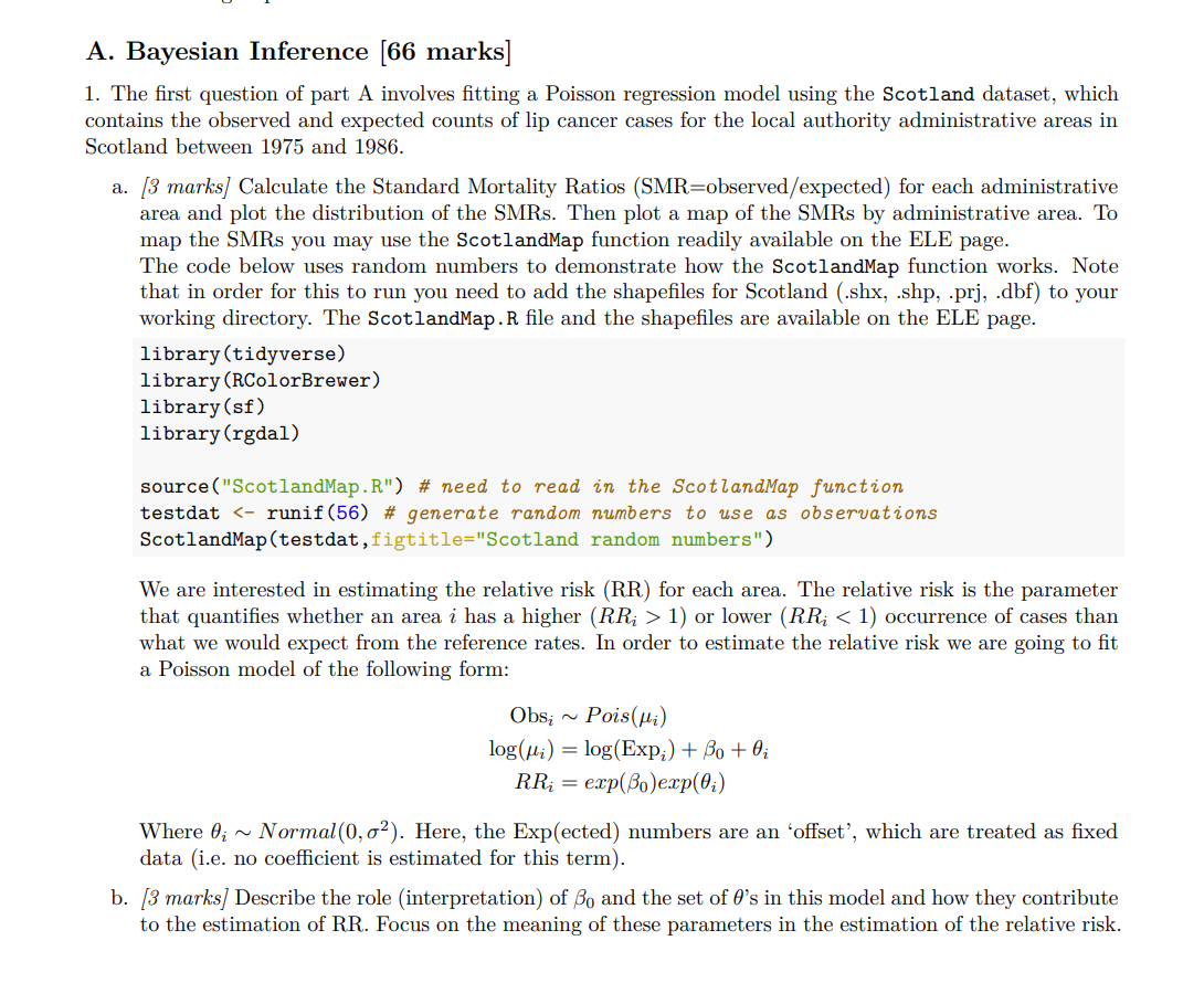 Bayesian Inference [66 marks] 'he first question of