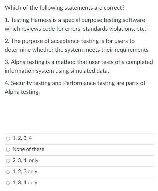 Solved Which of the following statements are correct? 1. | Chegg.com