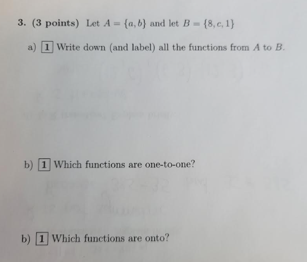 Solved 3. (3 Points) Let A={a,b} And Let B={8,c,1} A) Write | Chegg.com