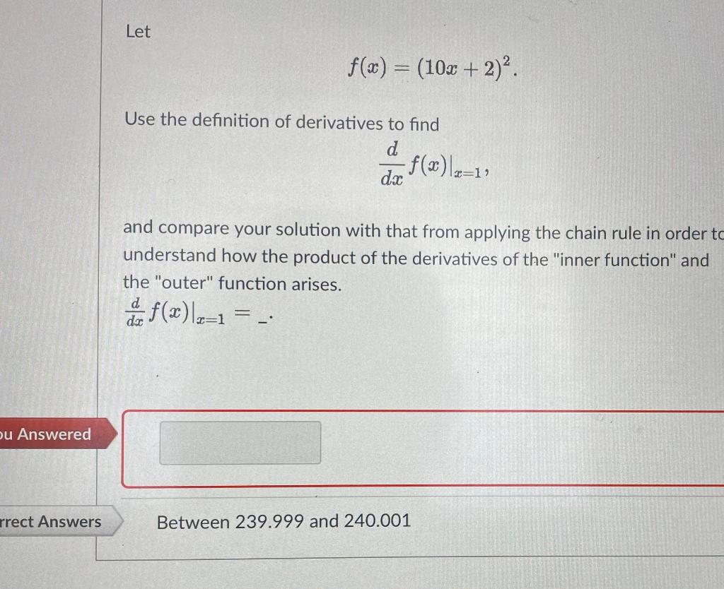 Solved Let F X 10x 2 2 Use The Definition Of Derivatives