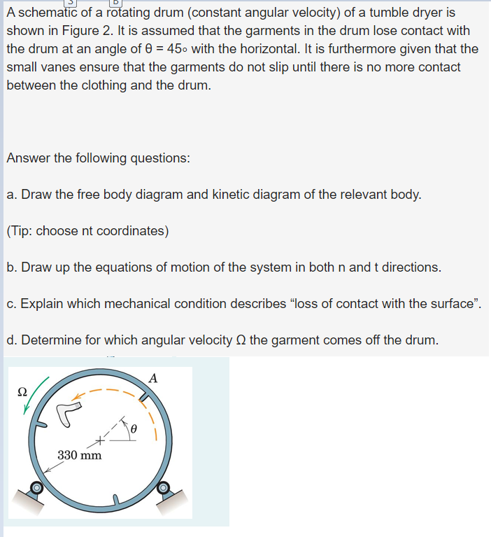 Solved A schematic of a rotating drum (constant angular | Chegg.com