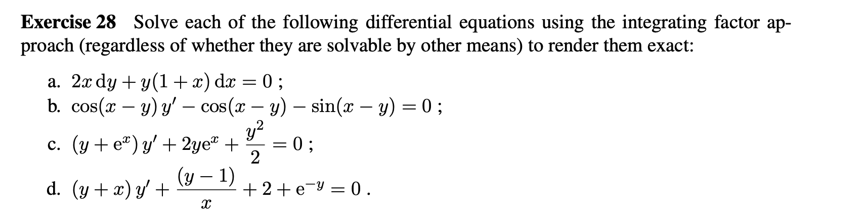 Solved Exercise 28 Solve Each Of The Following Differential | Chegg.com