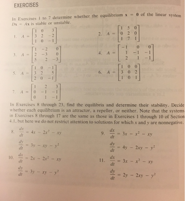 Solved EXERCISES In Exercises I to 7 determine whether the | Chegg.com