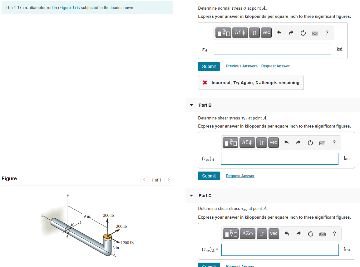 Solved I keep getting stuck on the combined loading diagram, | Chegg.com