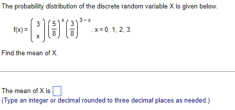 Solved The probability distribution of the discrete random | Chegg.com