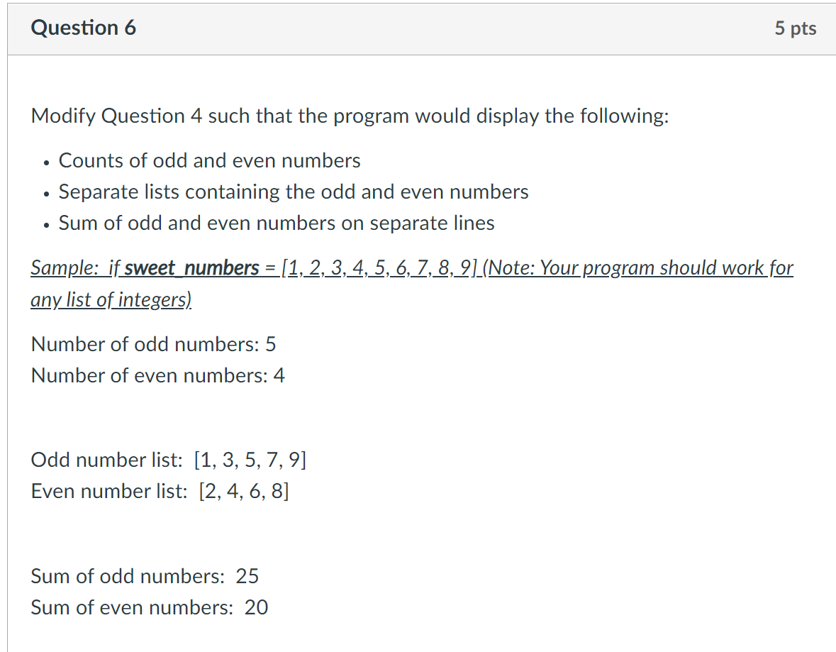 Solved Question 4 10 pts Suppose we have a list of numbers | Chegg.com