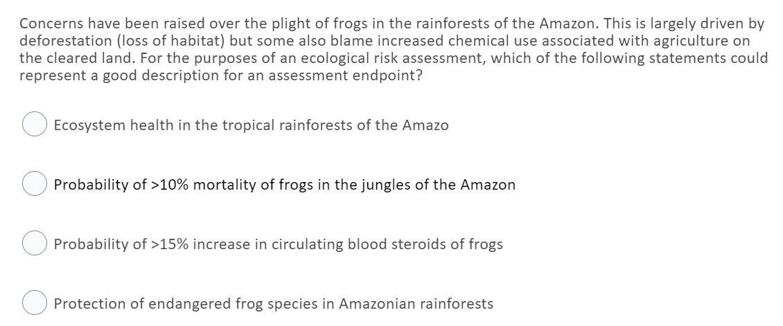 Concerns have been raised over the plight of frogs in | Chegg.com
