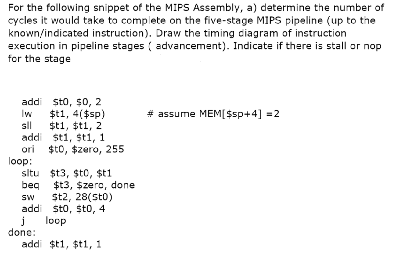 For the following snippet of the MIPS Assembly, a) | Chegg.com