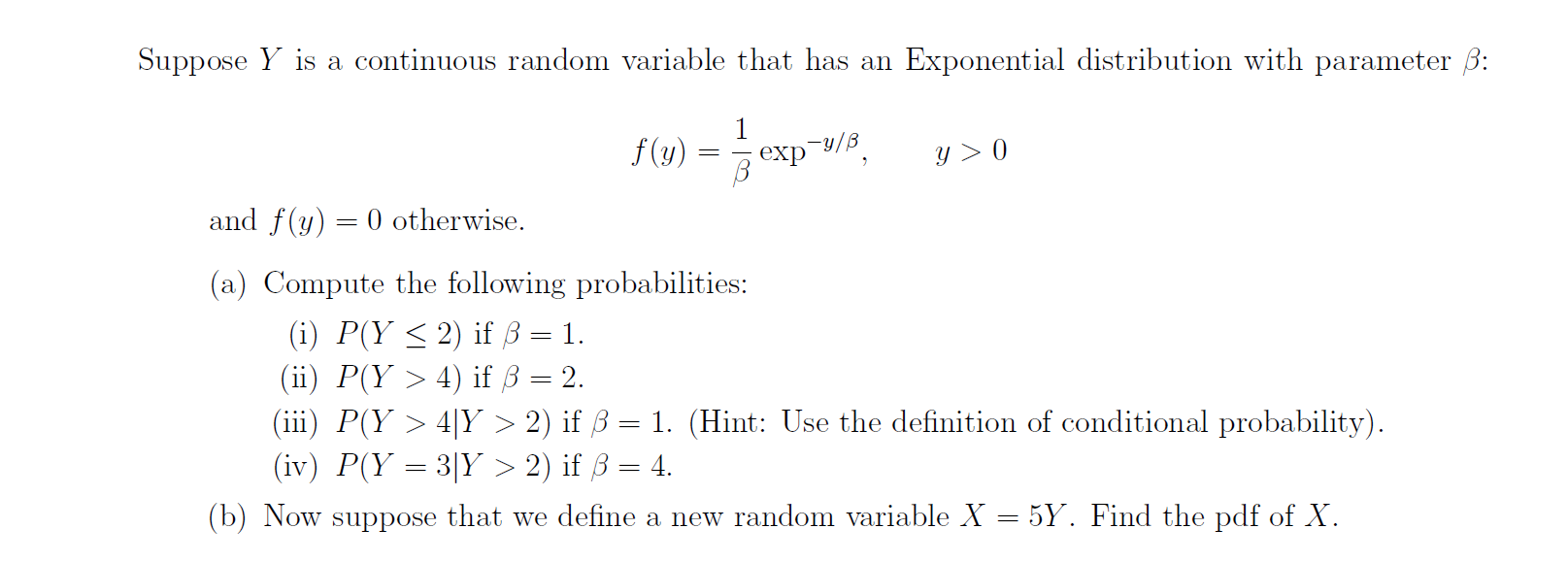 Solved Suppose Y Is A Continuous Random Variable That Has Chegg Com