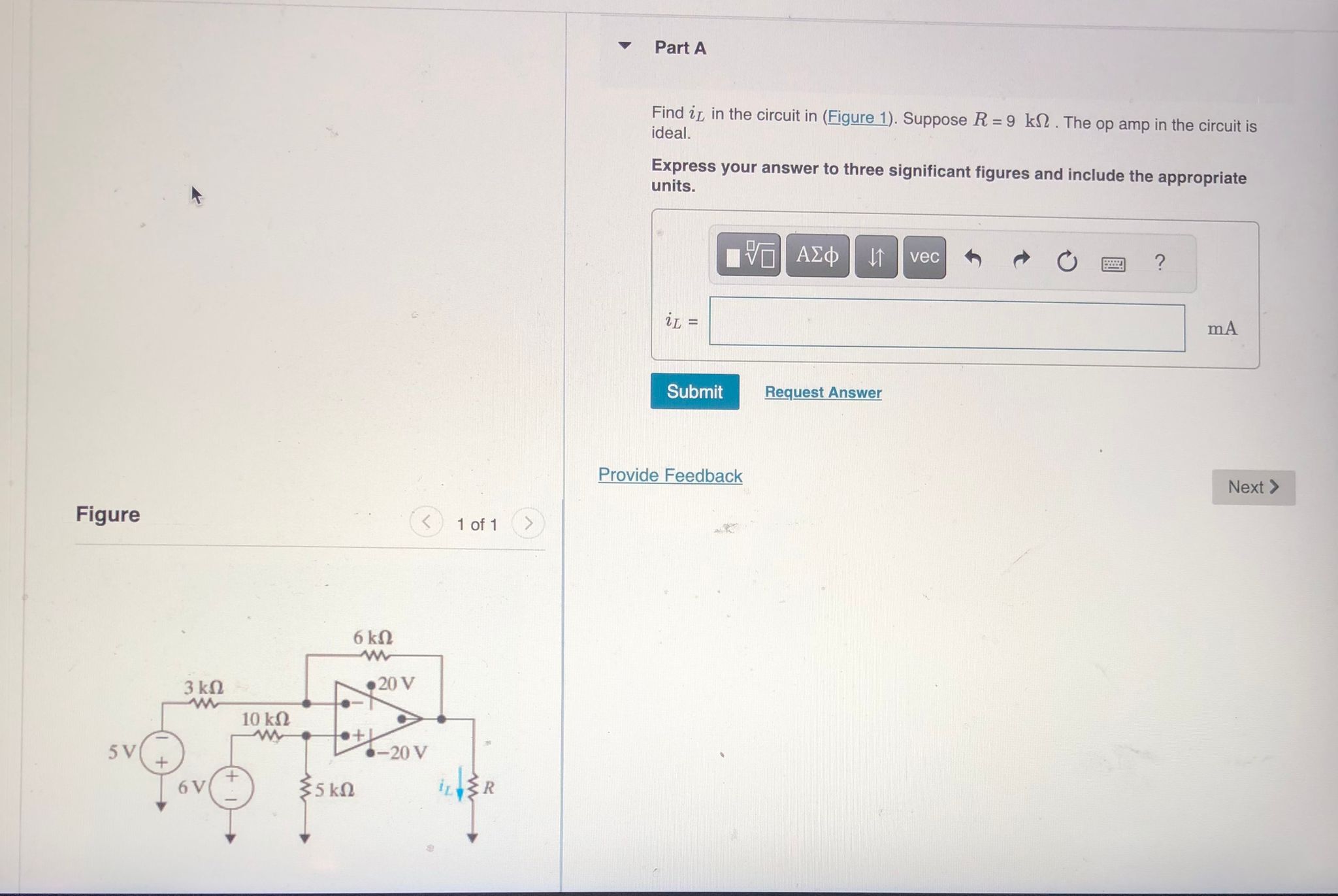 Solved Find iL in the circuit in (Figure 1). Suppose R=9kΩ. | Chegg.com