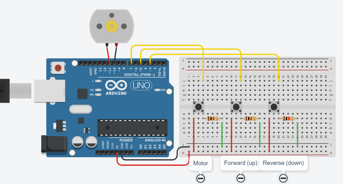 Solved Arduino practice, I want the dc motor to rotate UP at | Chegg.com