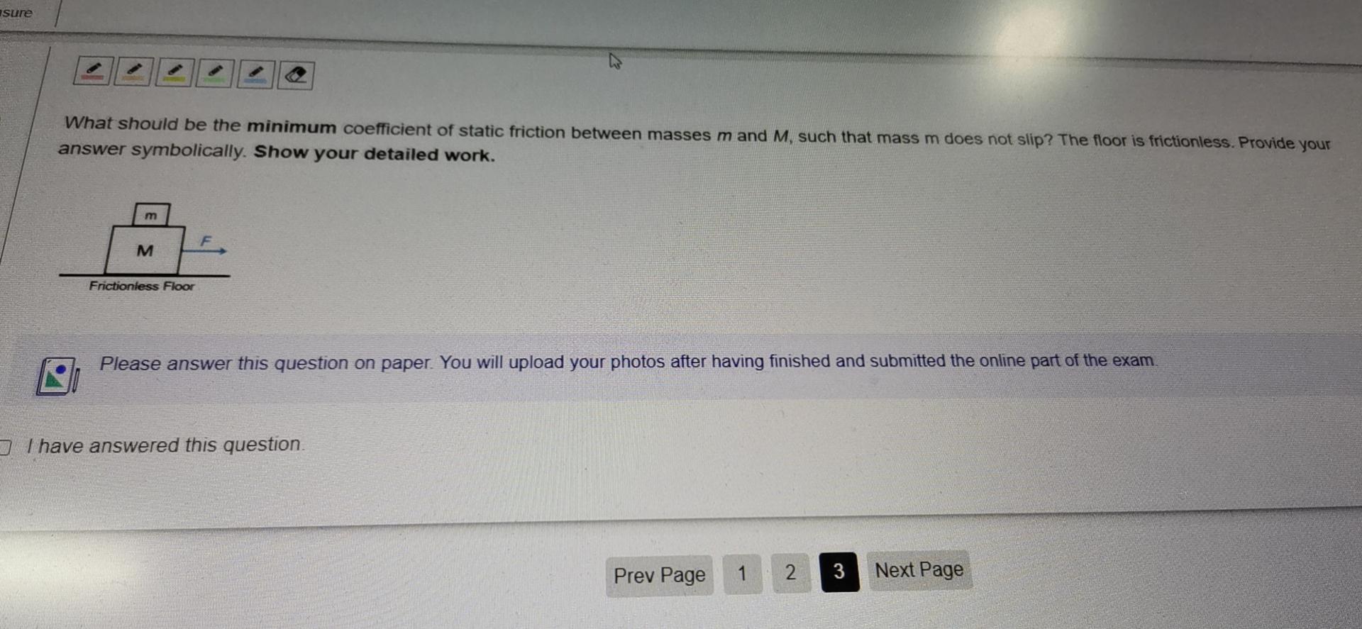 Solved sure What should be the minimum coefficient of static | Chegg.com
