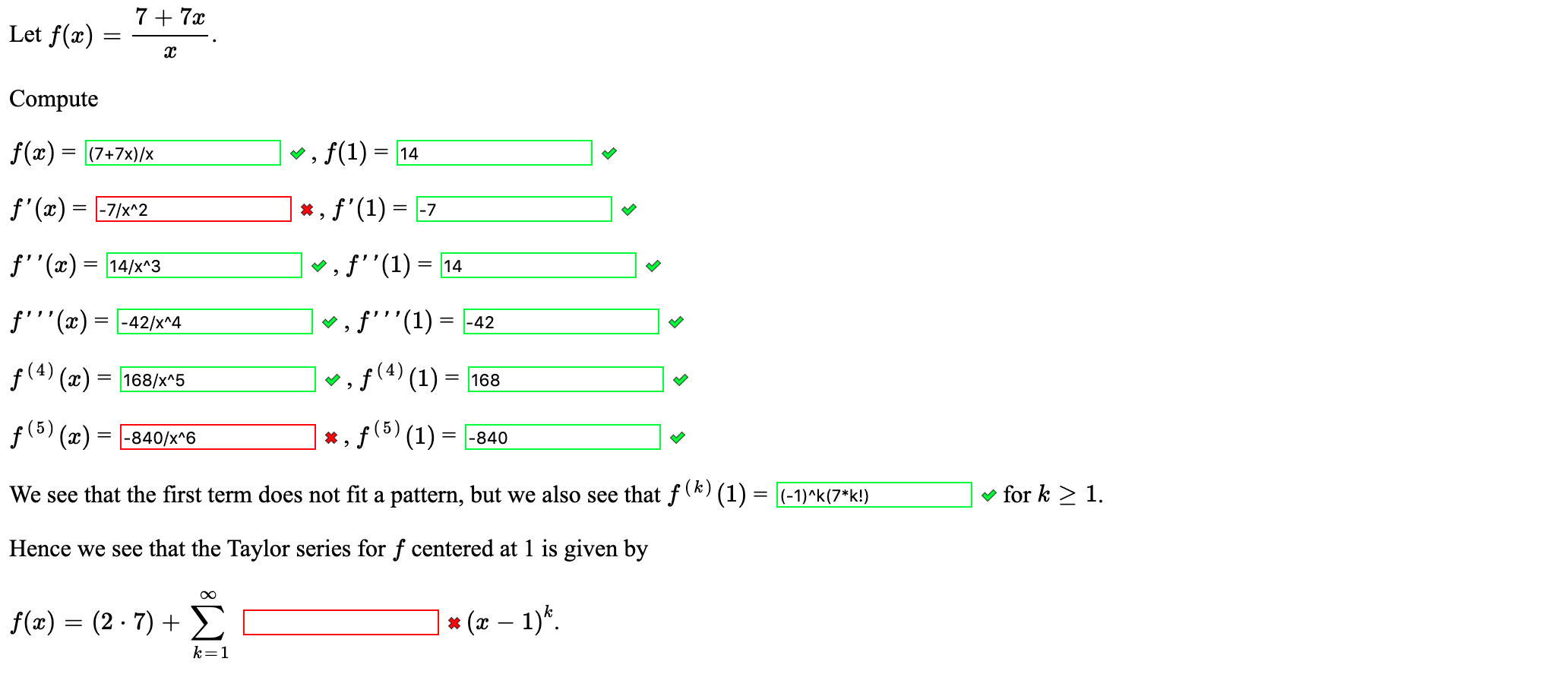 Let F X 7 72 Compute F X 7 7x X F 1 14 Chegg Com