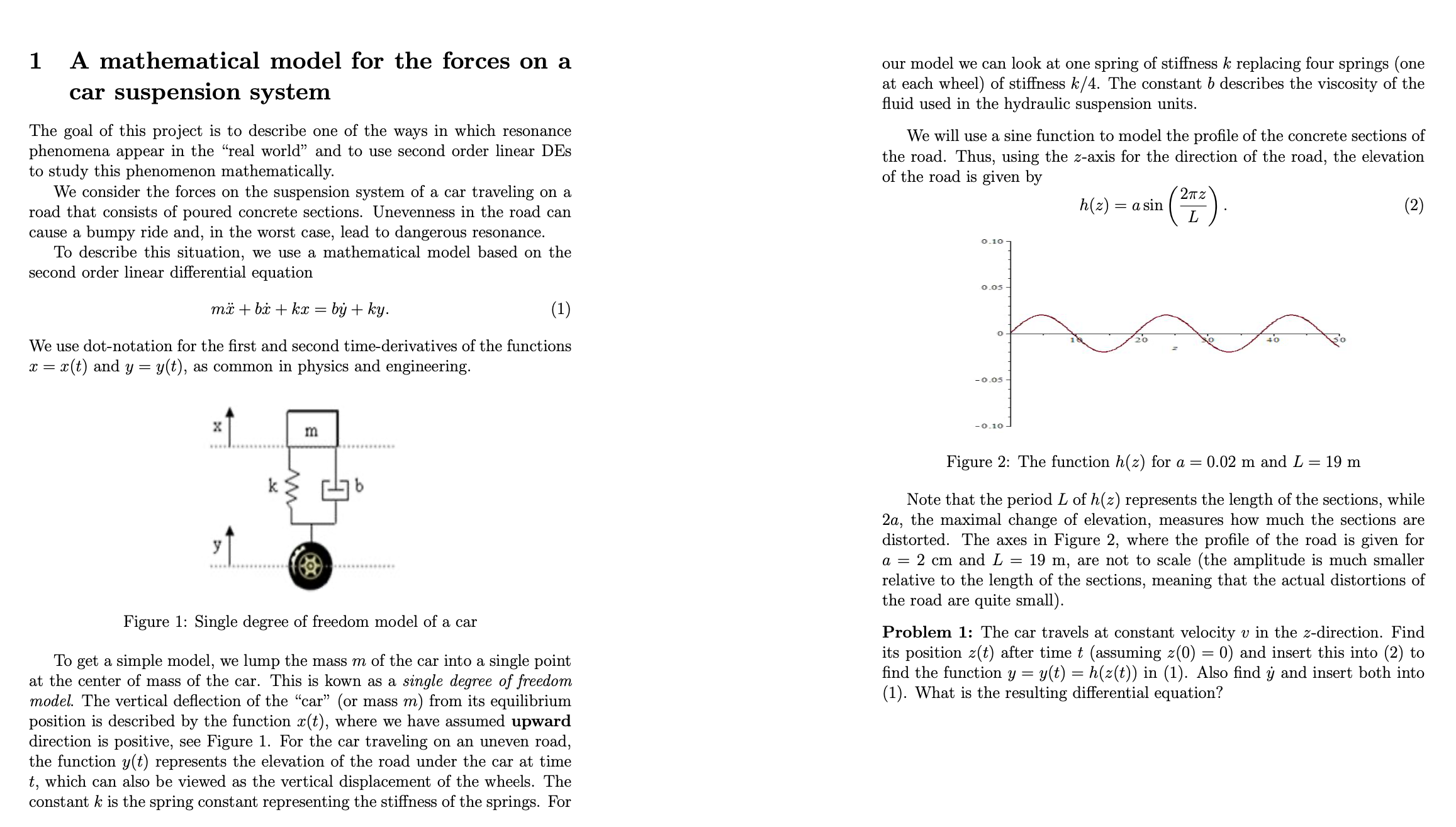Solved 1 A mathematical model for the forces on a car | Chegg.com