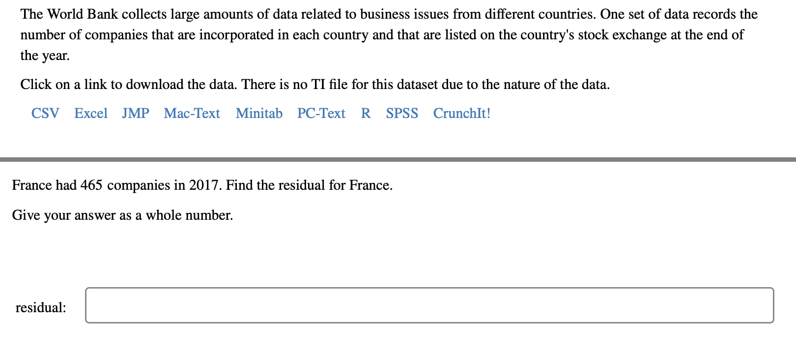 Solved The World Bank Collects Large Amounts Of Data Related | Chegg.com