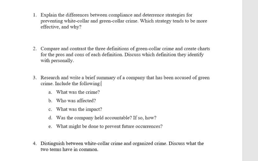 1. Explain the differences between compliance and