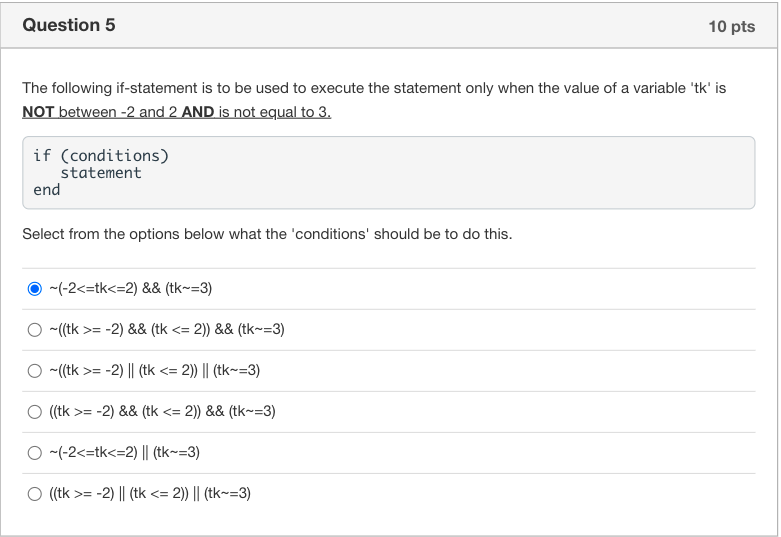 Solved Question 5 10 pts The following if-statement is to be | Chegg.com