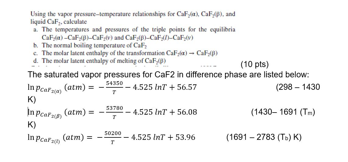 Solved Using The Vapor Pressure-temperature Relationships | Chegg.com