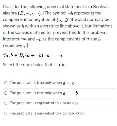 Solved Consider the following universal statement in a | Chegg.com