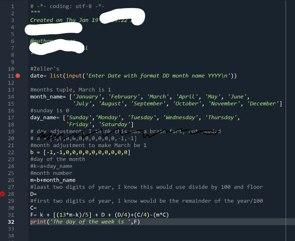 Solved I am working on a code that will take any date input | Chegg.com