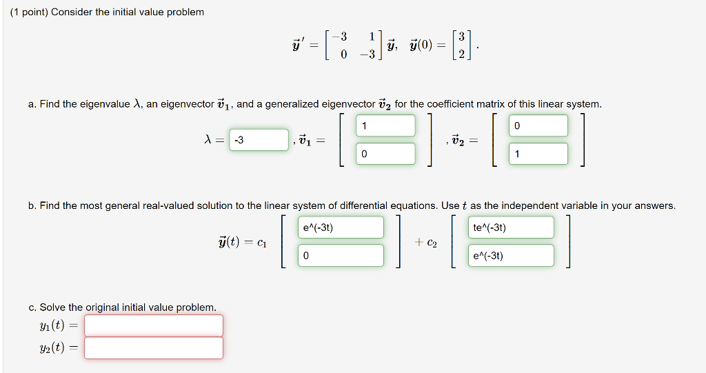 Solved 1 Point Consider The Initial Value Problem V Chegg Com