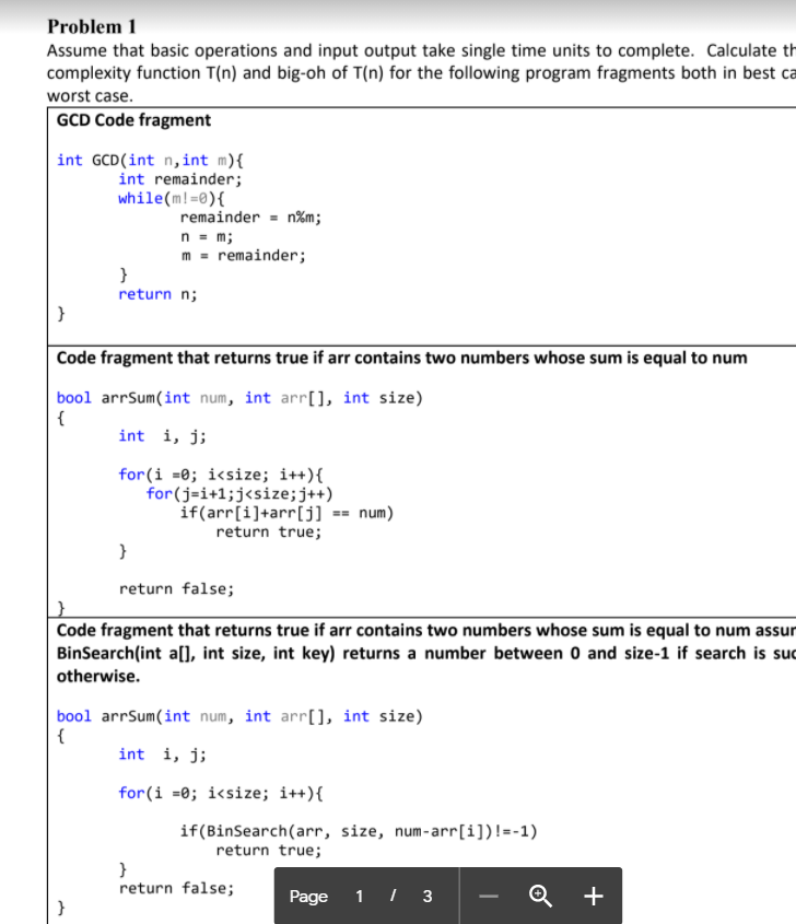 Solved Problem 1 Assume that basic operations and input | Chegg.com