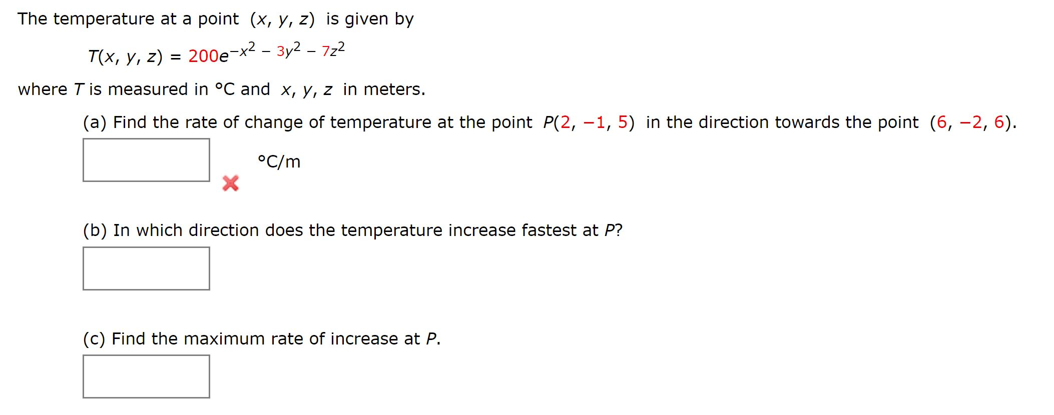 Solved The temperature at a point (x, y, z) is given by T(x, | Chegg.com