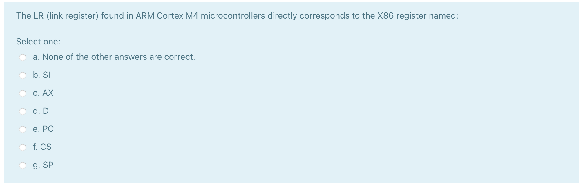 Solved The LR (link register) found in ARM Cortex M4