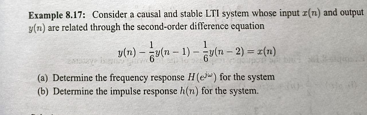 Solved Example 8.17: Consider a causal and stable LTI system | Chegg.com