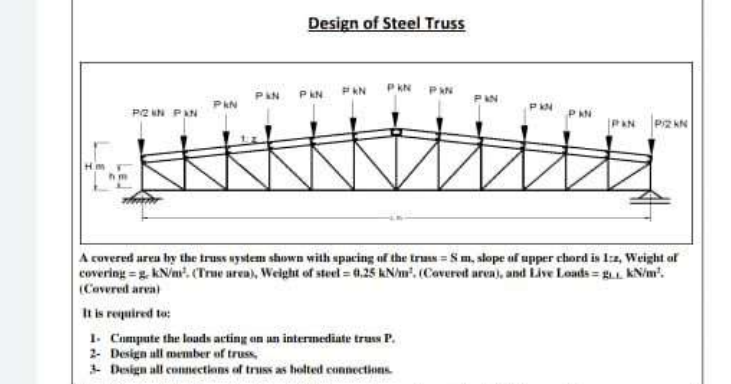 Solved Design of Steel Truss A covered area by the truss | Chegg.com