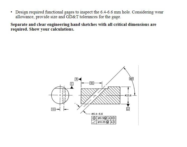 Design required functional gages to inspect the | Chegg.com