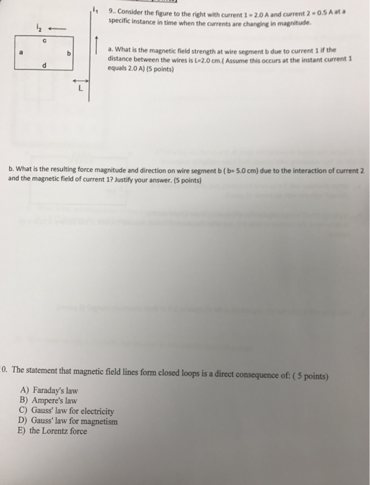 Solved 9. Consider the figure to the right with current 1 | Chegg.com