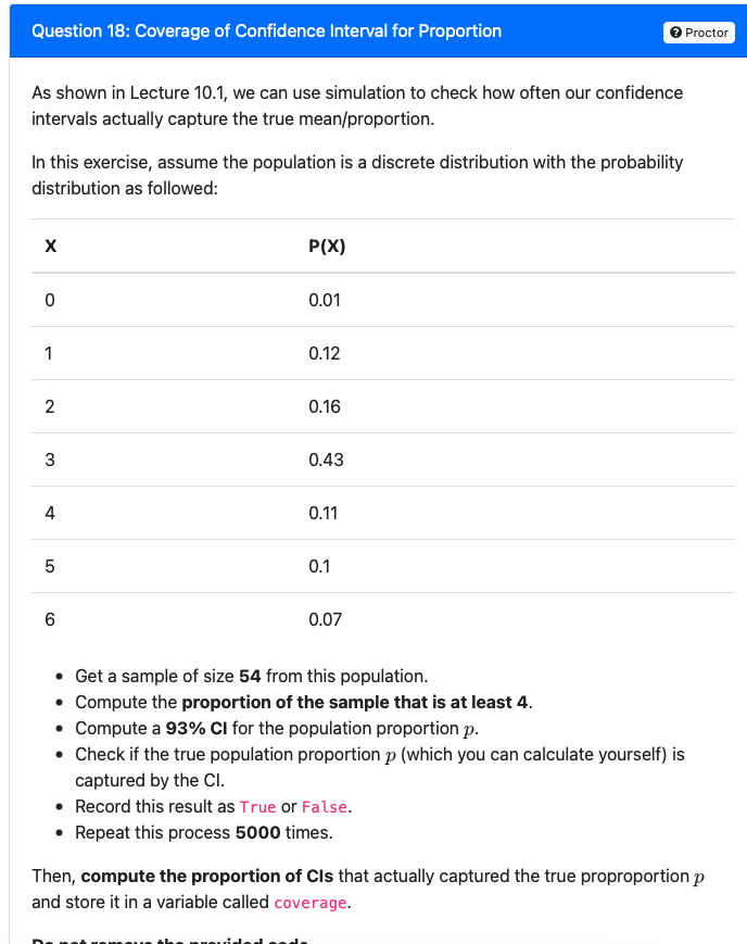 Question 18: Coverage of Confidence Interval for | Chegg.com