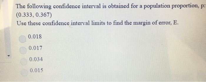 Solved The following confidence interval is obtained for a | Chegg.com