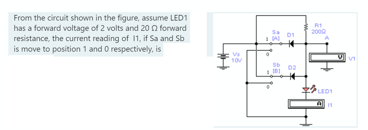 [Solved]: From the circuit shown in the figure, assume LED