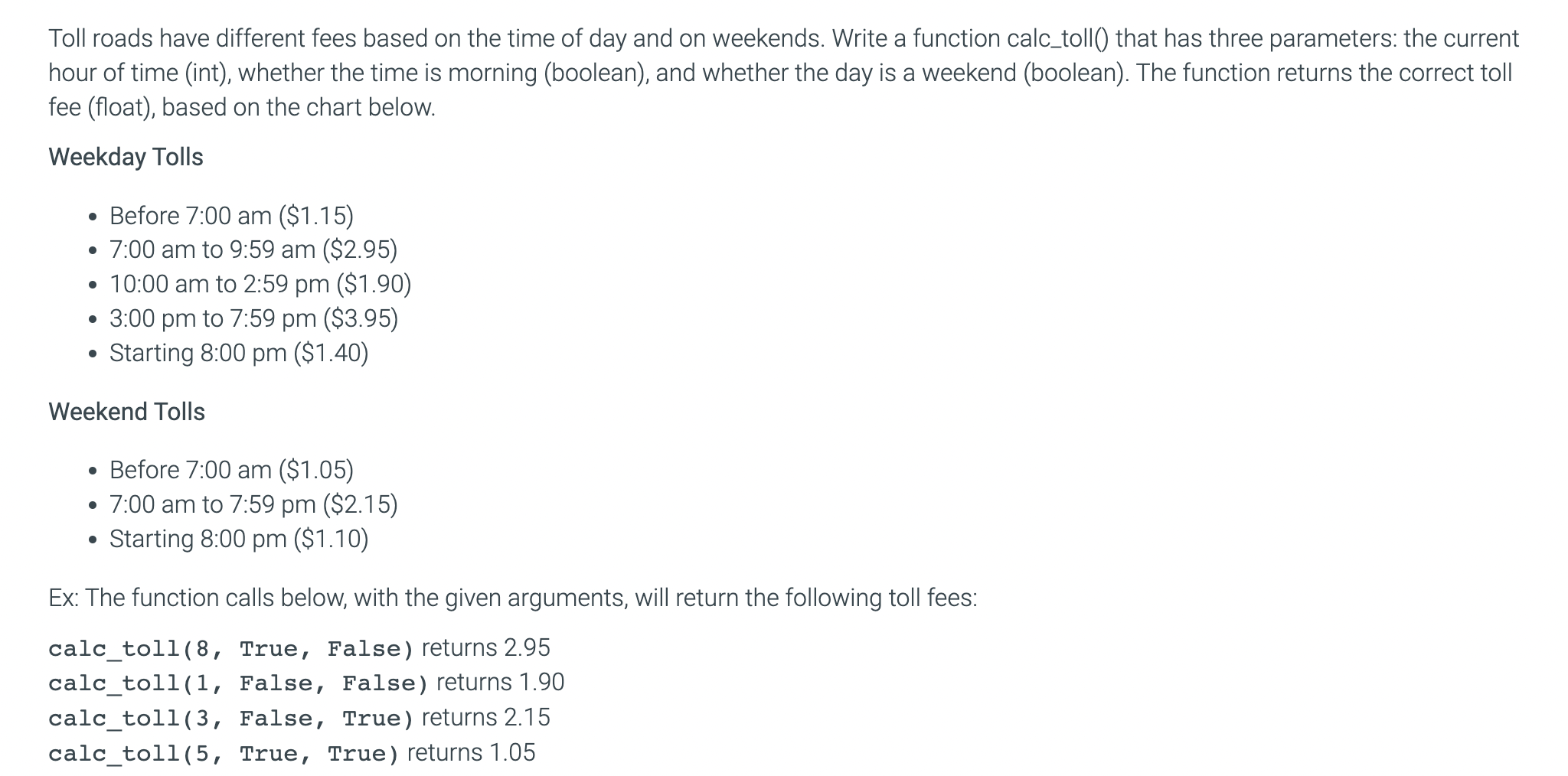 Toll roads have different fees based on the time of