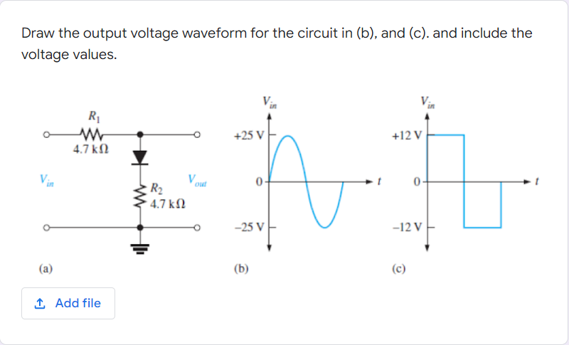 Solved Draw the output voltage waveform for the circuit in | Chegg.com