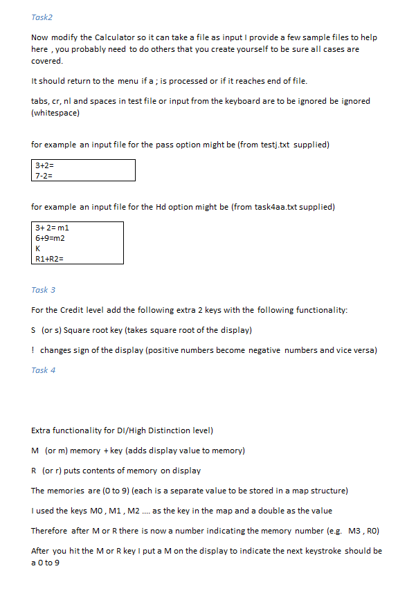Solved The Calculator The main menu should have the | Chegg.com