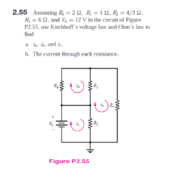 Solved 2.55 Assuming R0=2Ω,R1=1Ω,R2=4/3Ω, R3=6Ω, And VS=12 V | Chegg.com