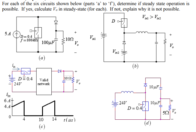 Solved For each of the six circuits shown below (parts to Circuit Diagram